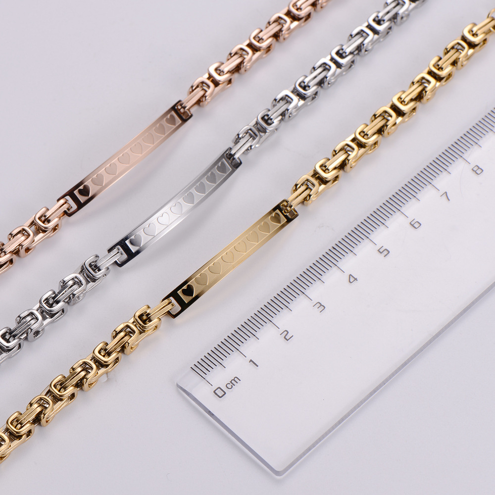 fashion simple heart-shaped gold plated stainless steel bracelet