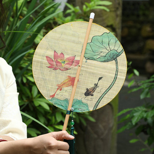 中式复古折叠印花夏季纳凉蒲扇竹丝团扇舞蹈扇中国风手工竹编扇子-阿里巴巴