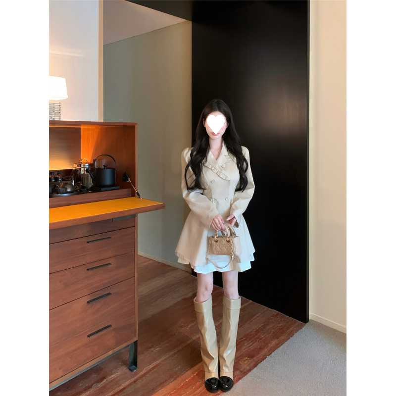 실제 가격으로 핫세일 여성용 키가 크고 작은 기질 정장, 윈드브레이커 정장 드레스, 부자 딸 케이프 코트