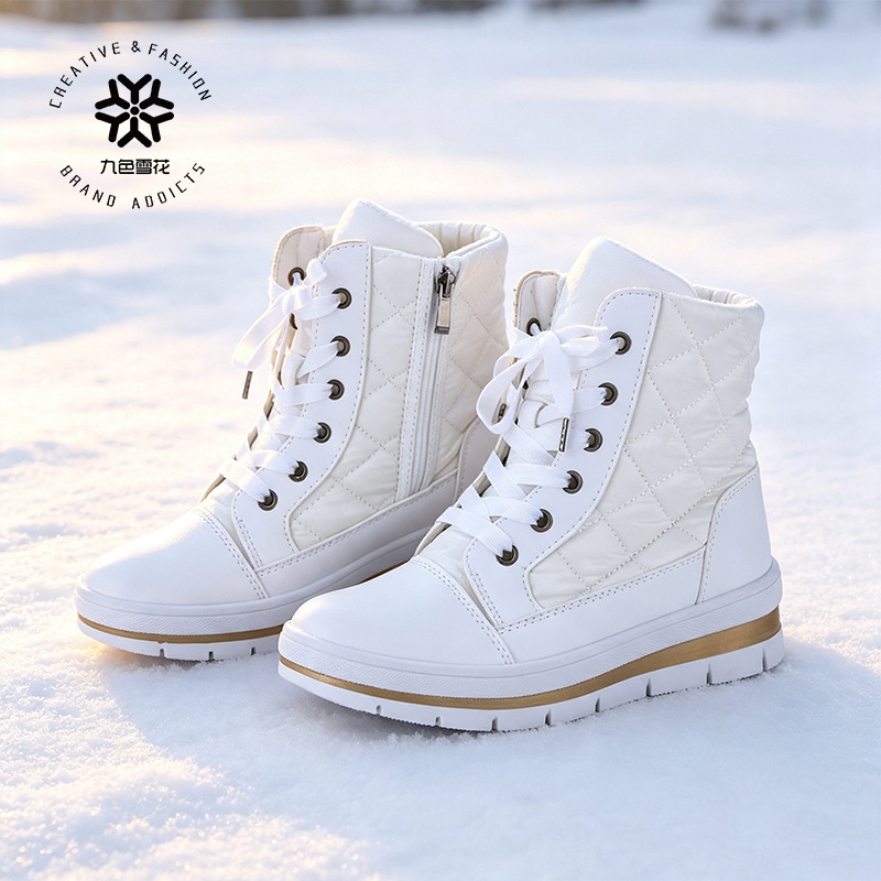 Botas de nieve de invierno para mujer, planas, de caña baja, cálidas, antideslizantes, venta al por mayor y al por menor del fabricante, dropshipping, suela gruesa y cómoda. image 1