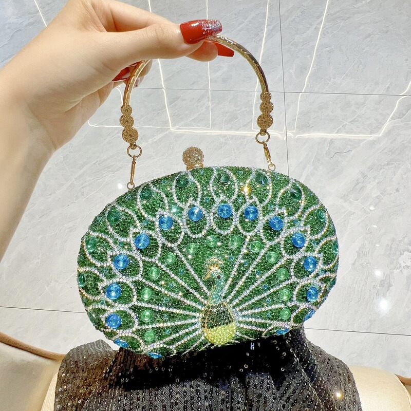 New Cross-border Peacock Diamond Clutch Bag European and American Retro Party Bag Birthday Wedding Shoulder Crossbody Dinner Bag New Cross-border Peacock Diamond Clutch Bag European and American Retro Party Bag Birthday Wedding Shoulder Crossbody Dinner Bag