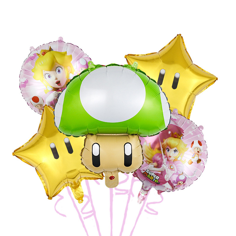 Transfronterizo Mario modelado de globos de aluminio Mario tema juego de cumpleaños diseño de juguete decoración del partido papel de aluminio