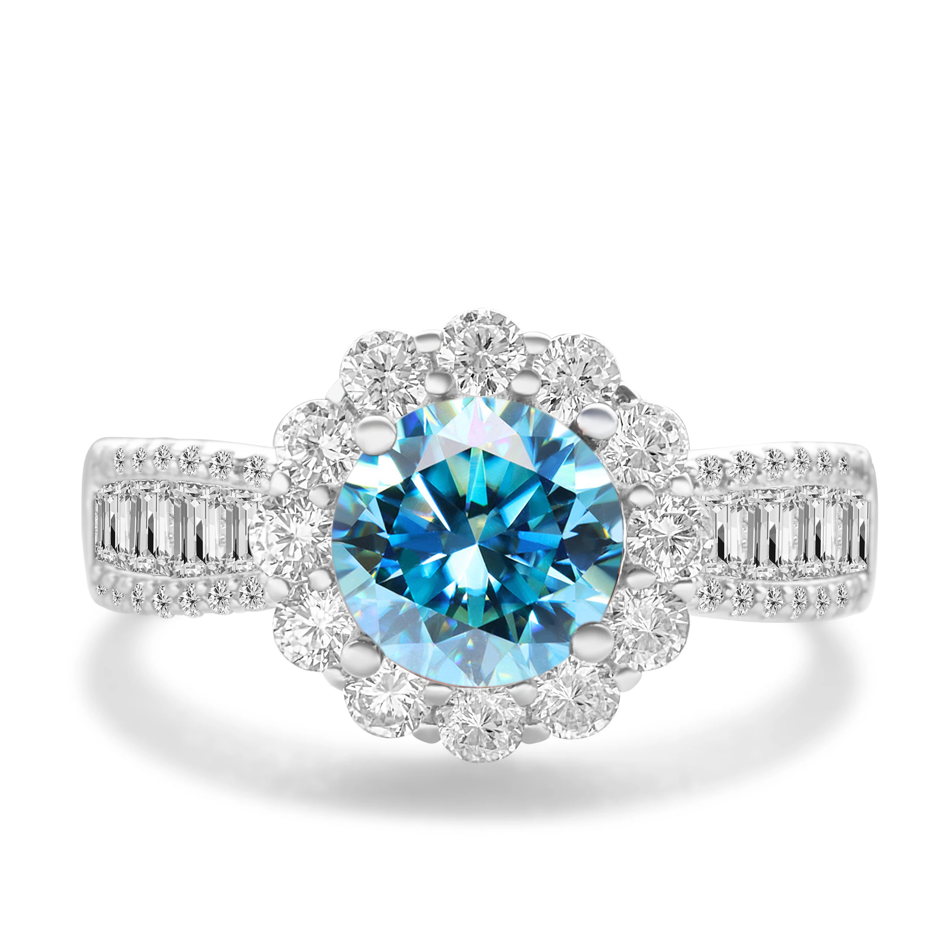 2CT anillo de piedra de mosaico de color de plata esterlina S925 cinturón de plata GRA certificado de mosaico de comercio electrónico transfronterizo anillo de venta caliente para mujeres