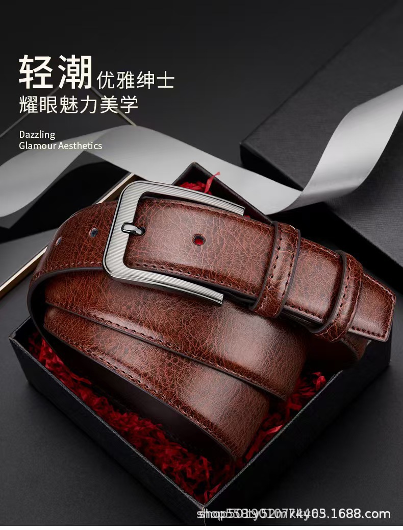Amazon Cross-Border Men's Pin Buckle Belt Men's Belt Wide Belt Trouser Belt for Young and Middle-Aged Men Dropshipping