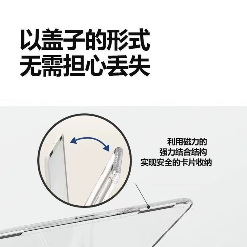 跨境开放式卡包公交卡银行卡便携透明PC磁吸卡包手机被粘磁吸|undefined