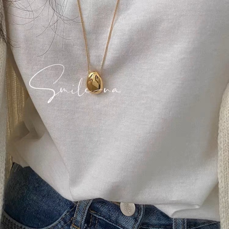 Metal Material Simple Style Water Droplets Metal Plating Women's Pendant Necklace 1 Piece
