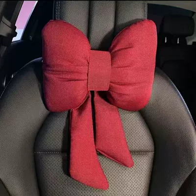 Car Headrest Neck Pillow Seat Waist Pair Back Cushion Car Pillow Car Pillow Neck Pillow (Waist support) - red-ribbon-bow-headrest