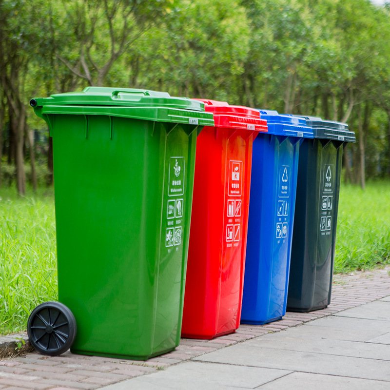 New special plastic trash can for extra-thick trailer 240L four categories new standard sanitation trash can