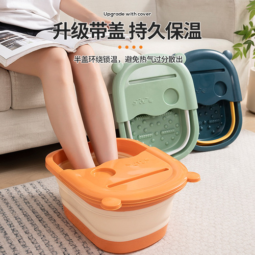 Winter Bestselling Foldable Cat Foot Basin Foot Bath Tub with Foldable Massage Foot Bath Tub Comfortable and Easy to Store Large Bucket