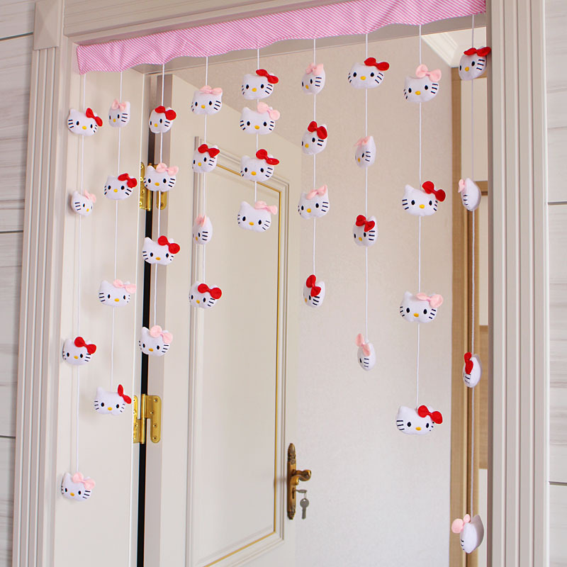 Cartoon Cupid Happy Cool Cat Japanese Style Door Curtain Household Partition Curtain Kitchen Internet Popular Fabric Half Curtain Punch-Free Women