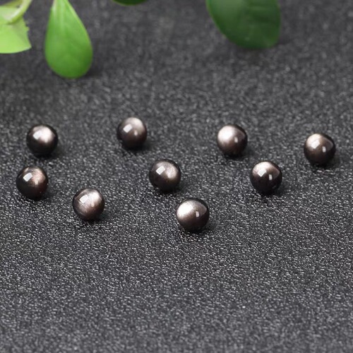 【Certificate Available】Natural Silver Glow Stone Beads DIY Stringing Material Accessories Obsidian Single Necklace Buddha