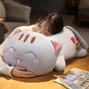 Lying Cat pillow cute kitten plush toy Amazon children's bed sleeping doll Cat pillow
