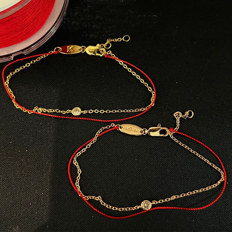 French Red Rope redline This Year Lucky Little Red Riding Book Explosions Small Bracelet Double Layer One Rope One Chain Bracelet for Women