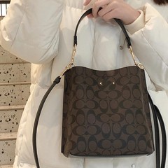 Koujia Jasmine mollie22 バケットバッグクラシックプリントレトロハンドバッグファッションショルダークロスボディ通勤レディースバッグ