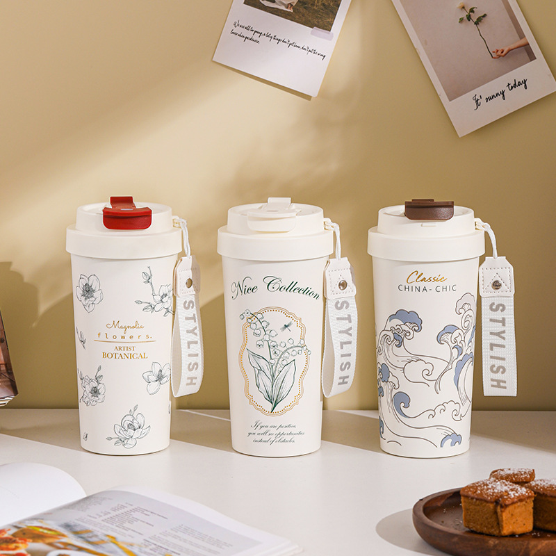 [Non-revêtement] Tasse à café en céramique pure de grande capacité à haute valeur faciale Nouvelle tasse d'eau simple et rétro créative