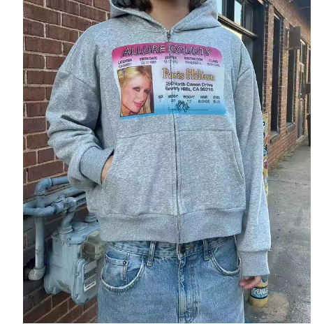 Y2K Street Print Zip-Up Hoodie – Unisex Oversized Fleece Pullover With Graphic Design, Retro Casual Wear For Men & Women_viptrois.com