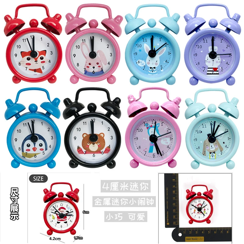 Оптовая продажа мультфильм металлический мини-маленький будильник для детей милый маленький будильник может добавить логотип