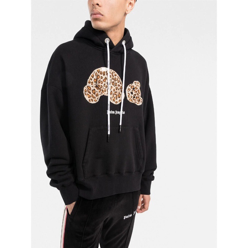 Palm Angels New 22S Palm Angel Embroidered Spotted Bear Hoodie Loose Fit Unisex Sweatshirt