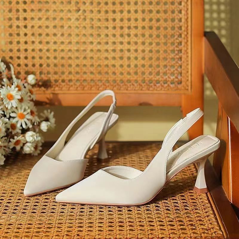 Pointed Toe Single-layer Shoes Elegant Baotou High-heeled Shoes Women's 2024 Summer New Arrival Fashionable All-match Stiletto Back Trip Sandals