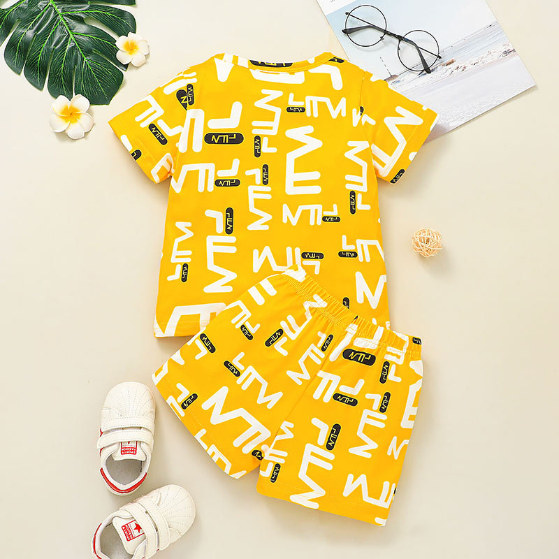 New Boys' Short-sleeved T-shirt Shorts Two-piece Suits Children's Casual Sportswear Suits display picture 4