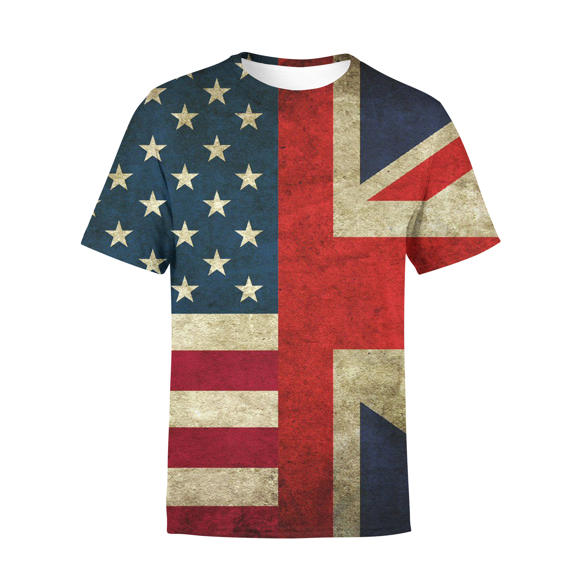 2022 verano nueva manga corta 3D Impresión digital bandera americana hombres y mujeres ropa camiseta suelta