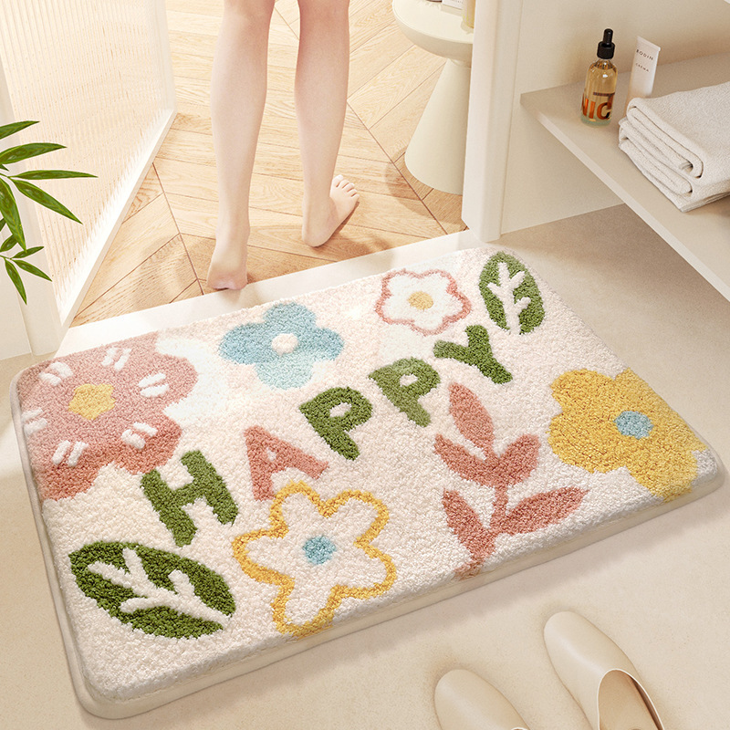 Tappeto di piccole dimensioni, antiscivolo, stile fresco, assorbente, per uso domestico, tappetino antiscivolo ad asciugatura rapida per l'ingresso del bagno._voghion.com