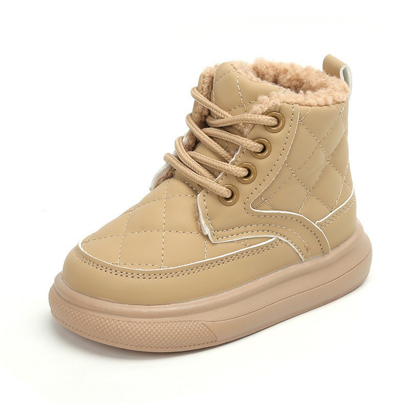 Lasten lyhyet saappaat Talvivauvat pojat ja tytöt Iso puuvilla brittiläinen lampaan turkki pieni ja keskikokoinen lasten_voghion.com