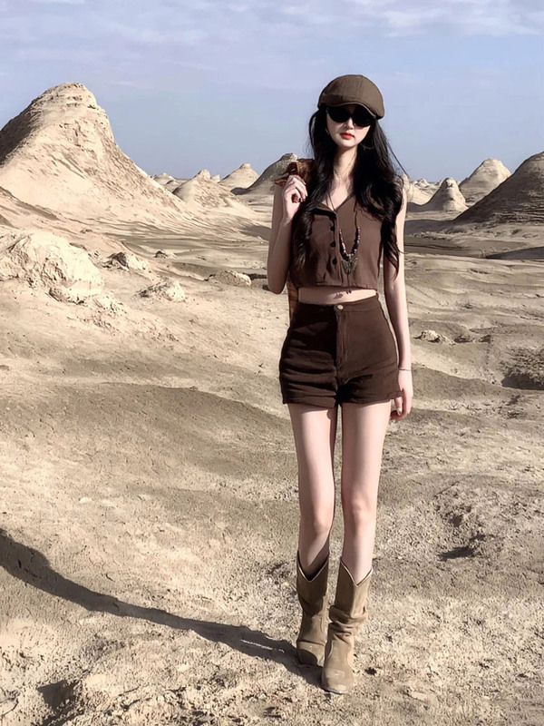 Northwest Xinjiang Travel Desert Wear Women's New High-End Wasteland Style Maillard Suit Women's Summer