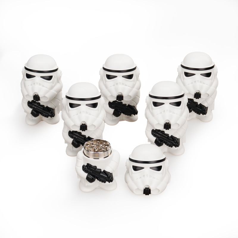 Nuevos productos transfronterizos Star Wars Black and White Soldado Blanco Samurai Molino de aleación de zinc Molino de humo de metal de tres capas Molino de humo image 1