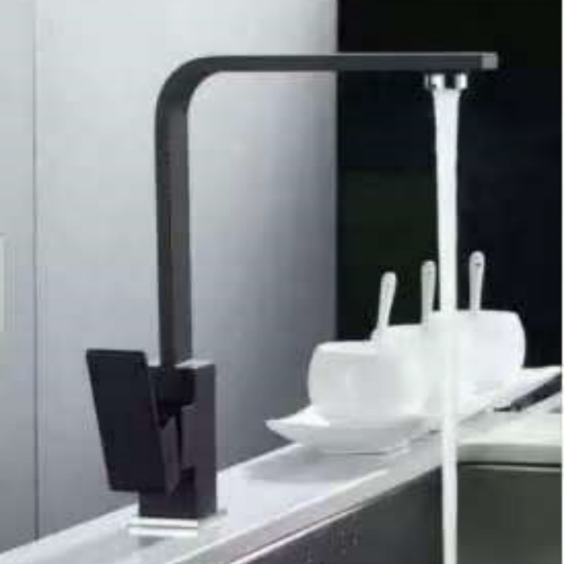 Cross-border square flat tube seven-shaped kitchen faucet rotatable hot and cold kitchen dish washing basin sink faucet
