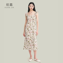 女性のためのシルクドレス 2025 新しい夏スタイル 100% 桑シルクプリント小さなフライングスリーブ気質ウエスト痩身スカート