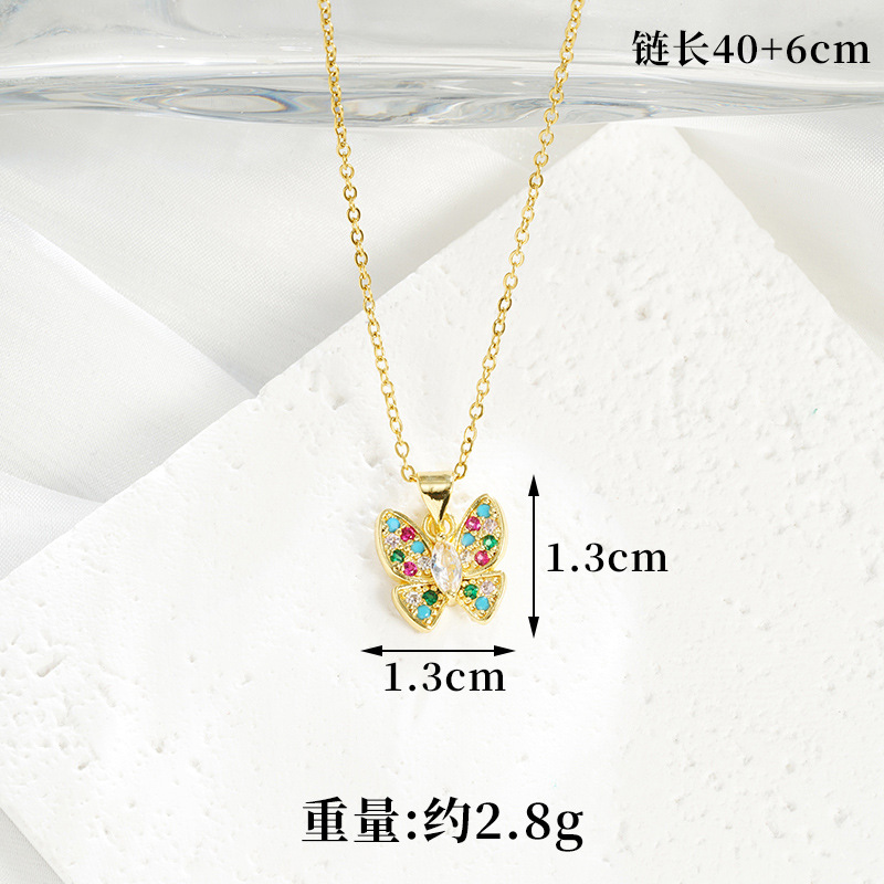 Nuevos productos collares de oro de arena de Vietnam micro-colourado mariposa pendientes de mariposa para mujeres lujosas no se desvanecen joyerías transfronterizas al por mayor