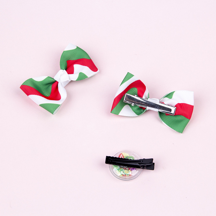 Wholesale Bows Christmas Color Stripe Children's Hairpins 3 Pieces Set Nihaojewelry display picture 10