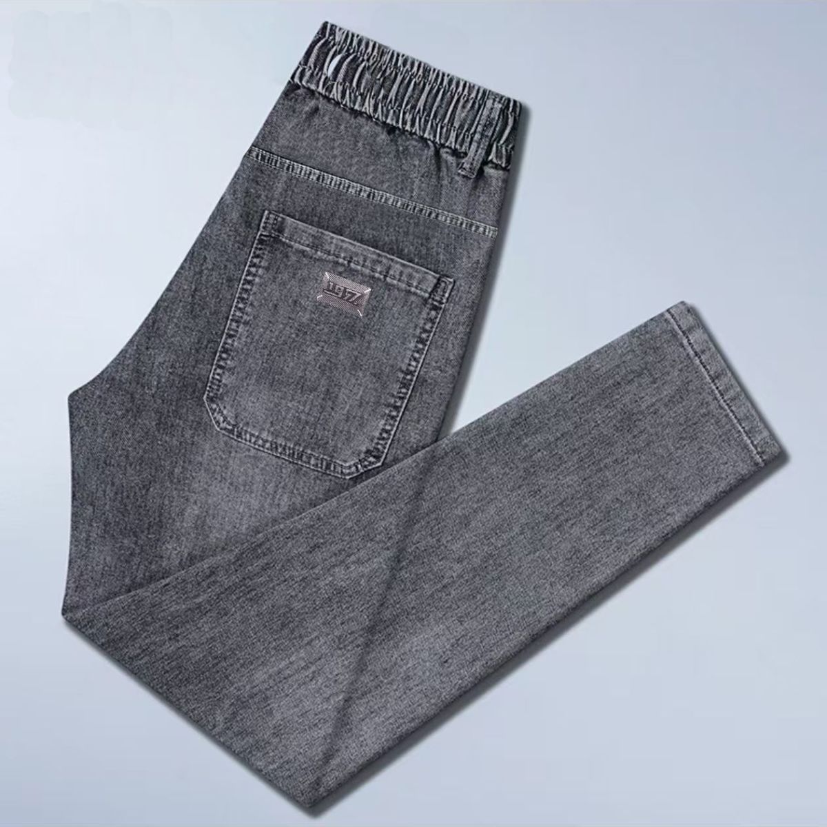 Men's Spring Summer Loose Casual Jeans With Drawstring Elastic Waist_voghion.com