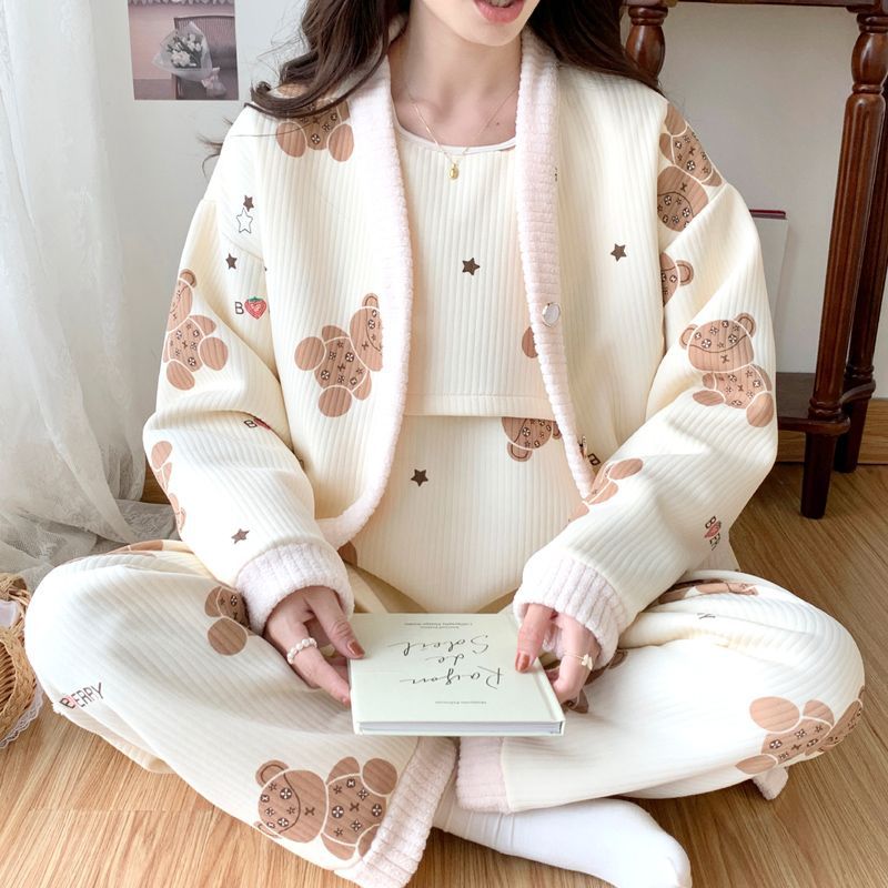 (2개) 안티필링 에어코튼 3종세트 임산부 잠옷 가을 겨울 산후복 봄 가을 산후 모유수유