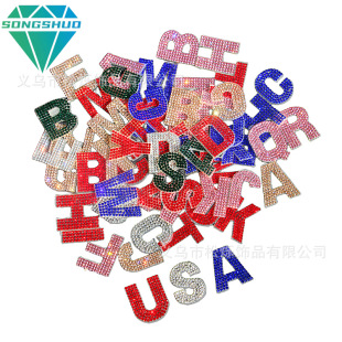 Cross-Border New Product 26 English Letters Self-Adhesive Diamond Stickers Rhinestone Letter Stickers 3cm DIY Letter Patches
