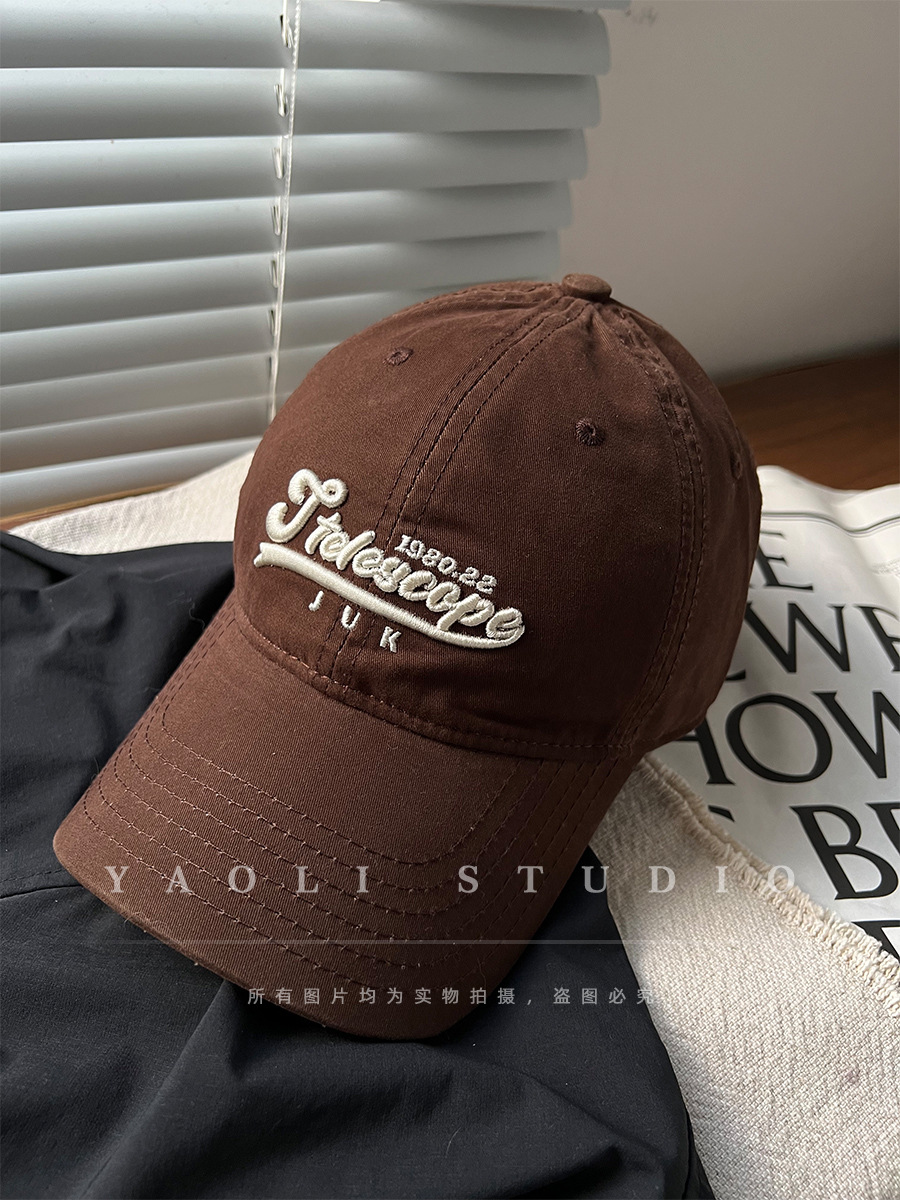 Corea del Sur Inglés bordado sombrero de béisbol mujer pareja de cabeza grande cara pequeña sombrero de protección solar