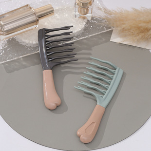 Curly Hair Double Row Wavy Tooth Comb Handle Scalp Massage Comb Fluffy Combing Hair Shop Anti-Static Styling Comb Hair Care