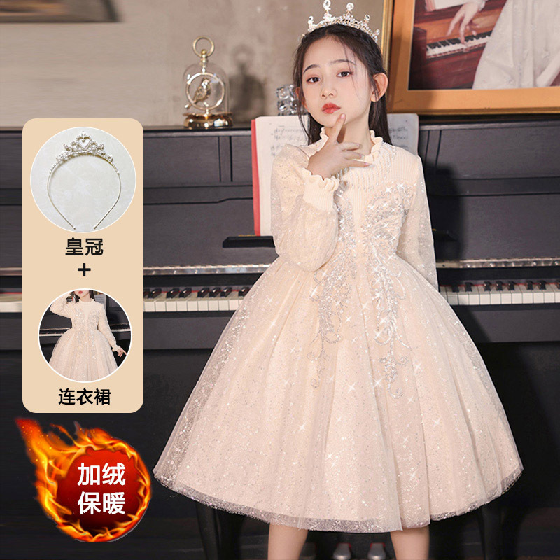 Niña invierno nuevo vestido de lana vestido de princesa vestido de niña vestido de boda de cumpleaños