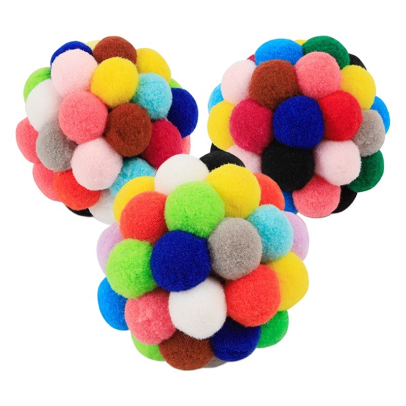Haqi gato de juguete gato de peluche Bola de juguete mascota elástica Bell Ball auto-Hola bola divertido gato colorido bola de lana