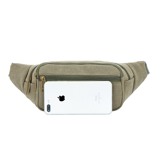 Men's canvas waist bag, multifunctional canvas mobile phone bag, outdoor sports waist bag, business bag, crossbody chest bag
