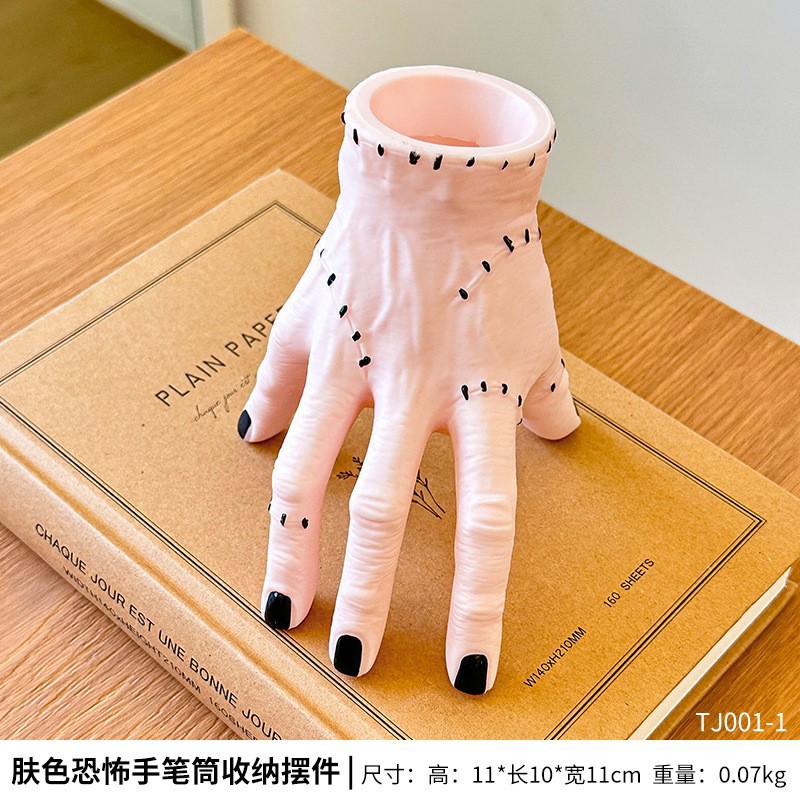 피부색 무서운 펜 홀더 보관 장식