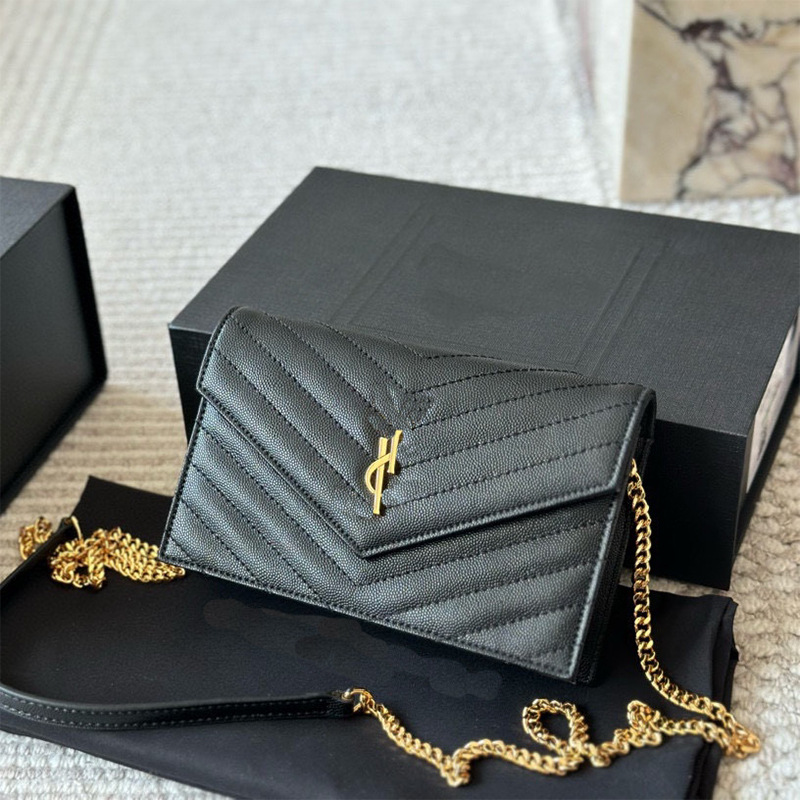 Women's 2025 New WOC Envelope Bag V-Quilted Chain Small Square Shoulder Crossbody Clutch Evening Bag - Thumbnail 6