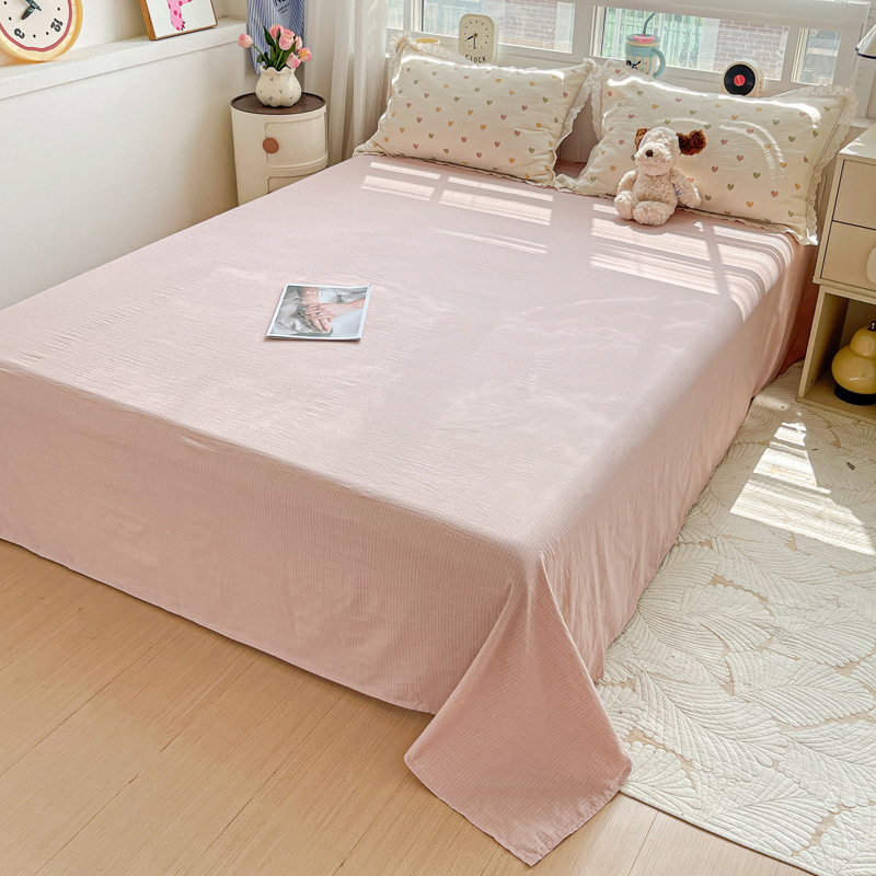 Un juego de cuatro piezas de hilo de doble capa de algodón 100% para madres y bebés, sábana de algodón, funda de edredón, sábana, ropa de cama fresca pequeña