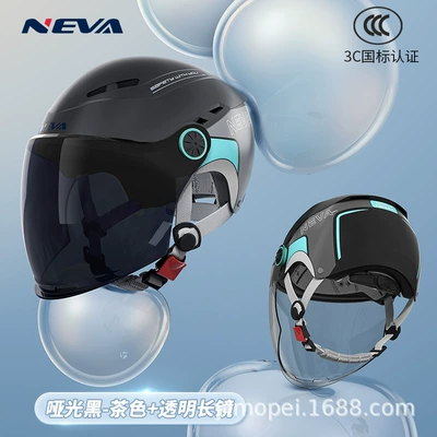 Motosiklet kaskı (dəbilqə) | motorcycle Four Seasons Universal half - asian-black-transparent-long-mirror-brown-long-mirror