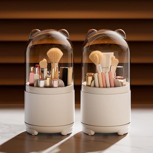 Transparent dust-proof pen holder 360 rotating makeup brush storage box Transparent dust-proof pen holder eye shadow brush holder lipstick storage