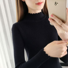 纯色修身打底衫女半高领毛衣秋冬新款长袖内搭上衣紧身针织衫