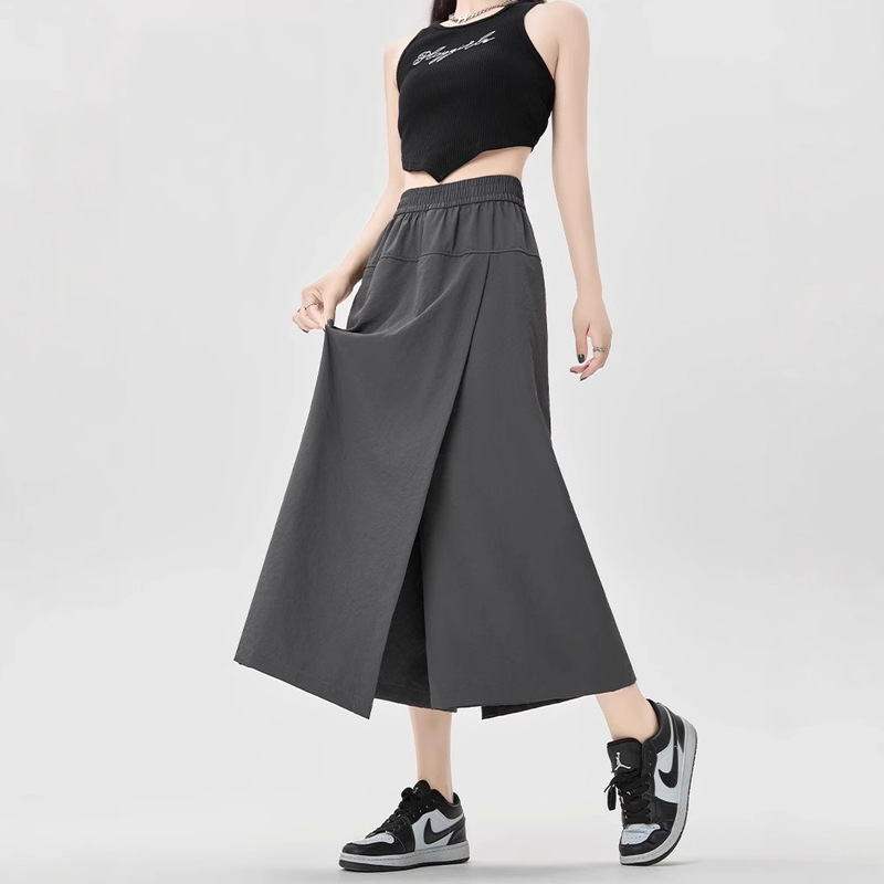 Culottes Women's Spring and Summer 2025 New Arrival High Waist Cropped Wide Leg A- line Casual Pants Women's Pants