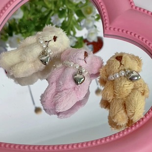 Girl heart joint bear plush teddy bear Rabbit mobile phone chain cute doll doll bag buckle keychain ins