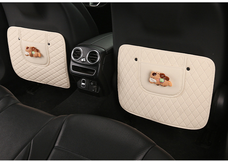 Car Anti-Kick Pad, Children's Seat Back Anti-Kick Pad, New Year of the Horse Quilted Embroidered Leather Anti-Kick Pad, Rear Seat Back Protection Pad